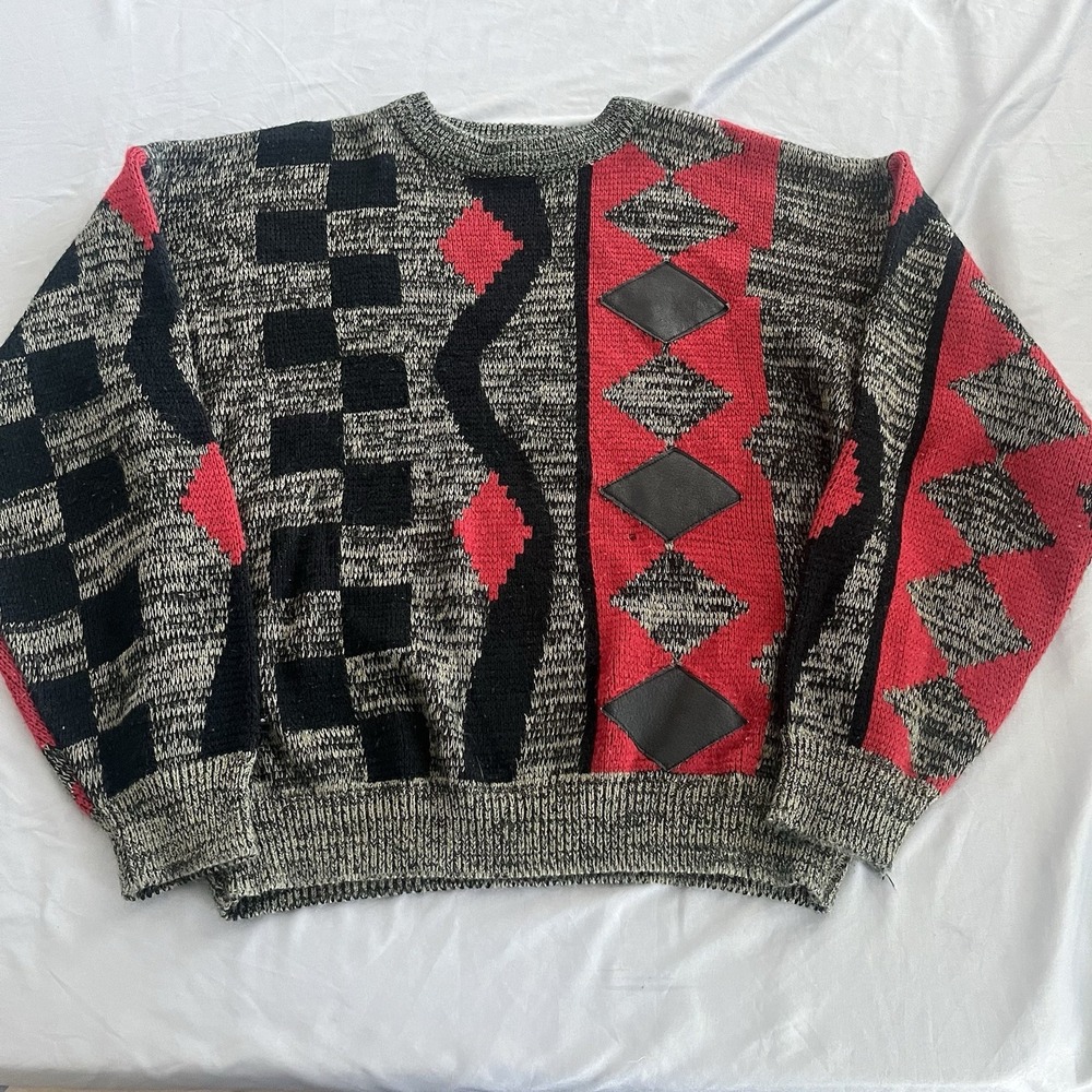 Vintage Atlantic Trader's Sweater Men's XL Geometric Southwestern Cosby Grandpa